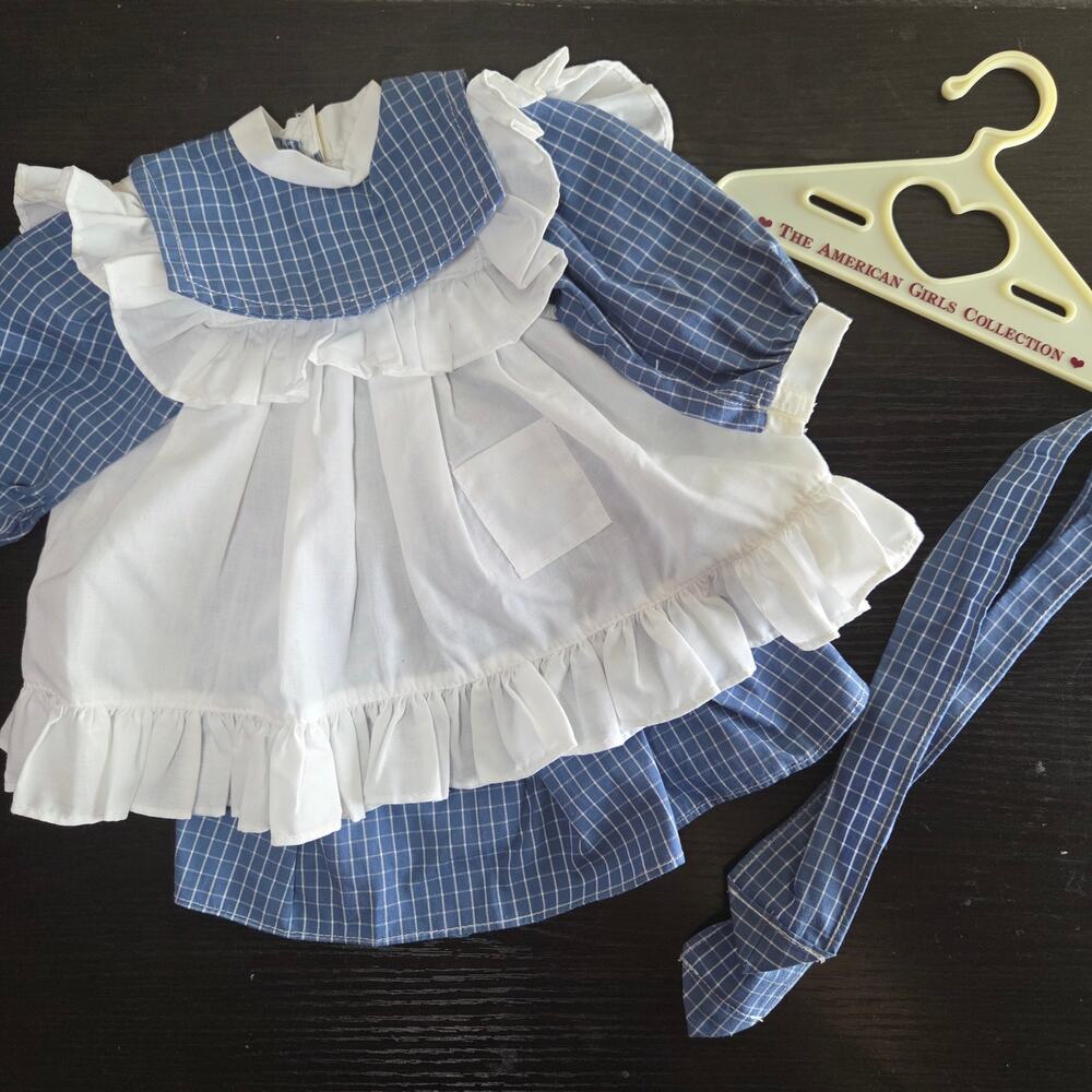 Vintage 1996 American Girl Pleasant Co Samantha Blue Play Dress Pinafore Ribbon